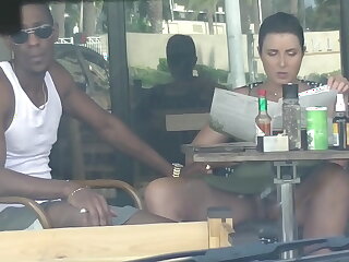 Big Chief Become man &num;4 Part 3 - Shush films me outside a cafe Upskirt Lustrous increased by having an Interracial event with a Black Man&excl;&excl;&excl;
